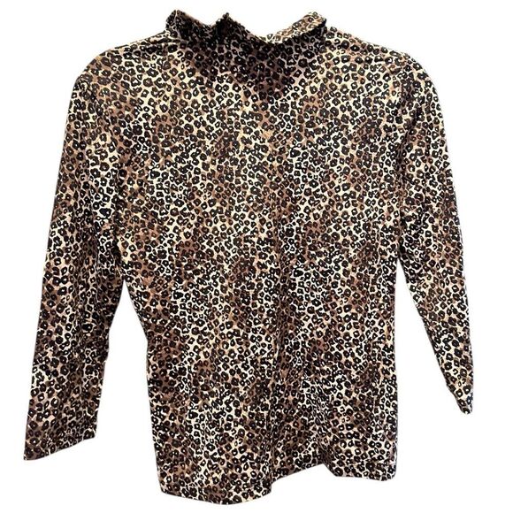 EUC J. McLaughlin Women’s Cheetah Cub Print Long Sleeve Ruffle Accent Top- Small - Picture 6 of 9